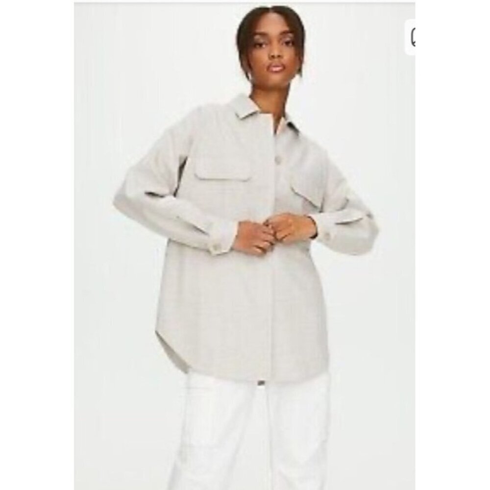Babaton Corduroy Button Front Shirt Jacket Cream Ivory Size M Overshirt Aritzia